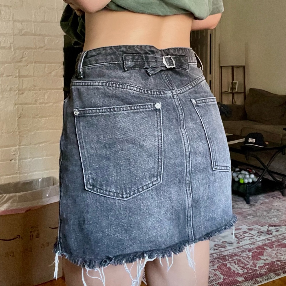 Free people we the free black denim midi skirt button fly size 27